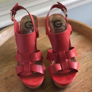 Coral Guess brand wedges
